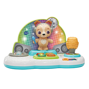 Kleine DJ booth voor kinderen met een puppy Kleine DJ booth voor kinderen met een puppy