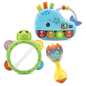 Muziekset voor kinderen met een piano, tamboerijn en sambabal Muziekset voor kinderen met een piano, tamboerijn en sambabal